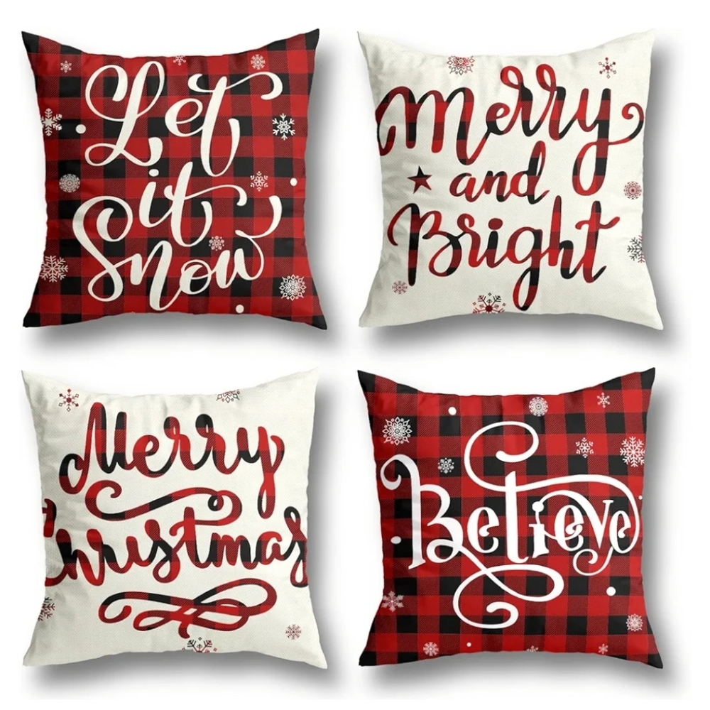 Brand New Christmas Decorations Christmas Pillow Covers 18x18 Inches Set of 4